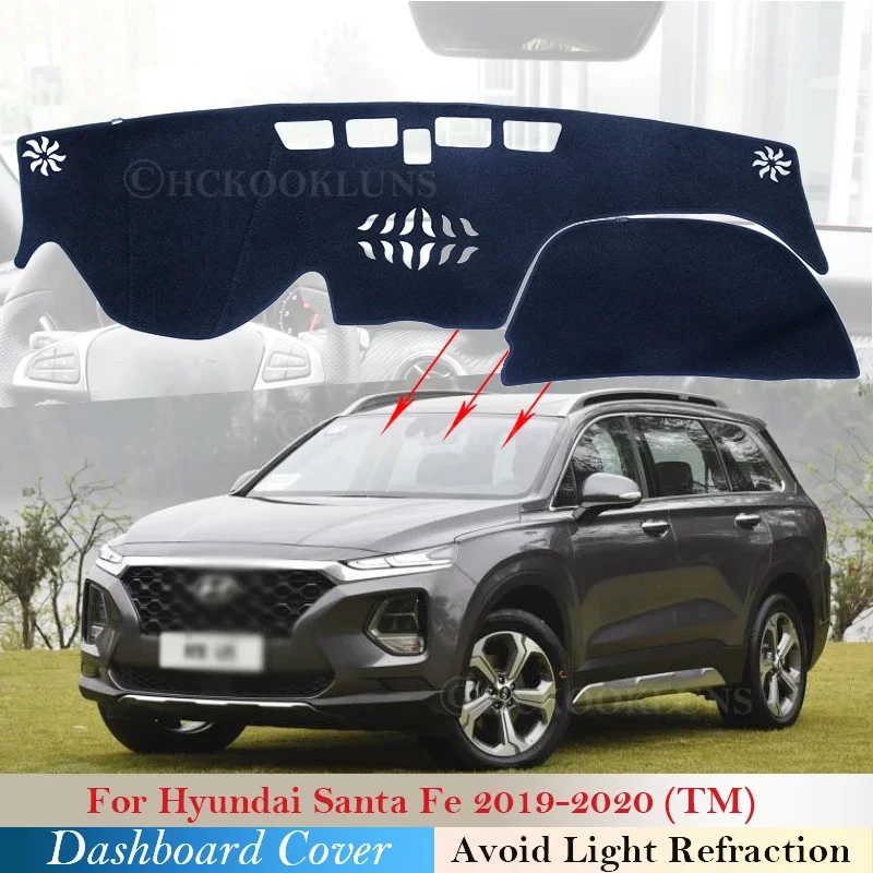 Dashboard Cover Protective Pad for Hyundai Santa Fe 2019 2020 TM Car Accessories Dash Board Sunshade Anti-UV Carpet Dashmat