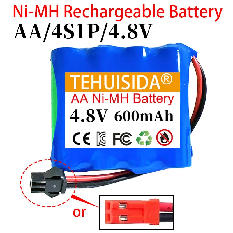 5S1P 6V 4S1P 4.8V Ni-MH بطارية قابلة للشحن 600mAh AA للأدوات الإلكترونية LED قسط الشعلة قوة البنك JST التوصيل أو SM