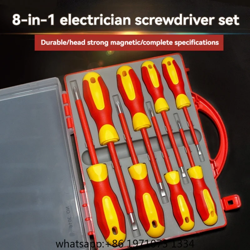 8Pcs Magnetic Insulated Screwdriver Kit High Voltage Safety Slotted Phillips Screwdrivers Professional Electrician Repair Tools
