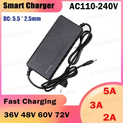 36V 48V 60V 72V Lithium Battery Charger 2A 3A 5A 10S 13S 16S 20S Fast Car Charger 42V 54.6V 67.2V 84V Smart Charging EU Plug
