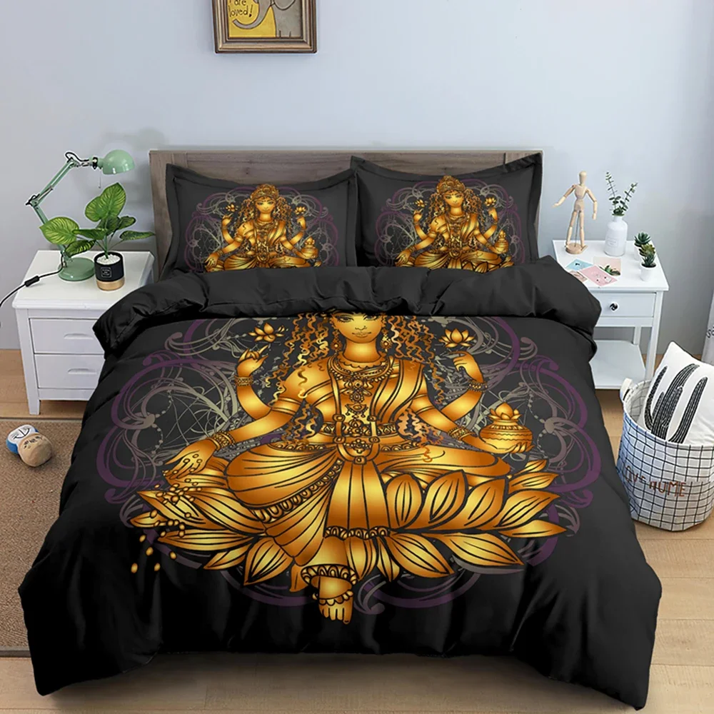 Family Buddha Bedding Set Mandala Quilt Cover Luxury Twin King Size Bed Sets Bohemian Bedclothes 2/3pcs With Pillowcase