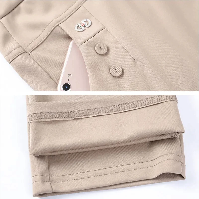 Plus Size Casual Women Elastic Basics Pencil Pants Straight Trousers OL Candy Colors High Waist Ankle-Length Pants Middle-aged