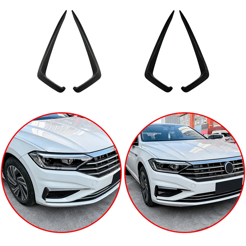 

For Volkswagen Jetta MK7 2019-2021 Front Bumper Splitter Fog Lamp Grill Cover Air Vent Wind Knife Glossy Black Carbon Fiber Look