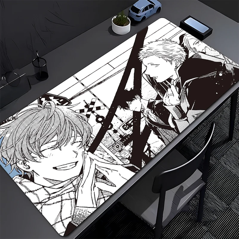 Mouse Pad Office Laptop Black And White Manga Keyboard Pad Cool Anime Boy HD Print Desk Mouse Mat PC Gaming Accessories Mousepad