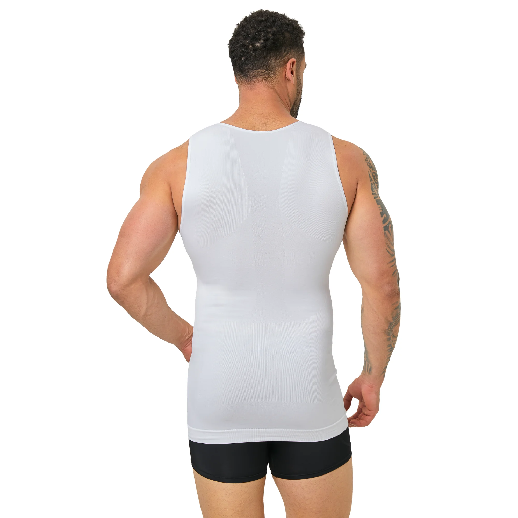 Men‘s Seamless Compression Tank Gynecomastia Chest Tummy Control Breathable Elastic Undershirt Gym Casual Base Layer