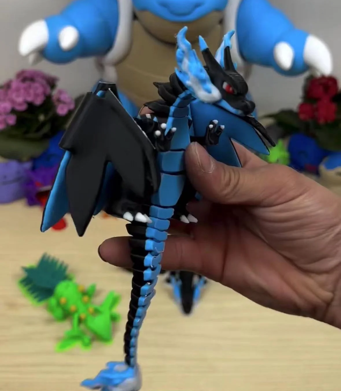 

Articulated Mega Charizard X Stress Fidget Toy Pokemon 3D Printed Flexi Figure ADHD Desk Lizard King