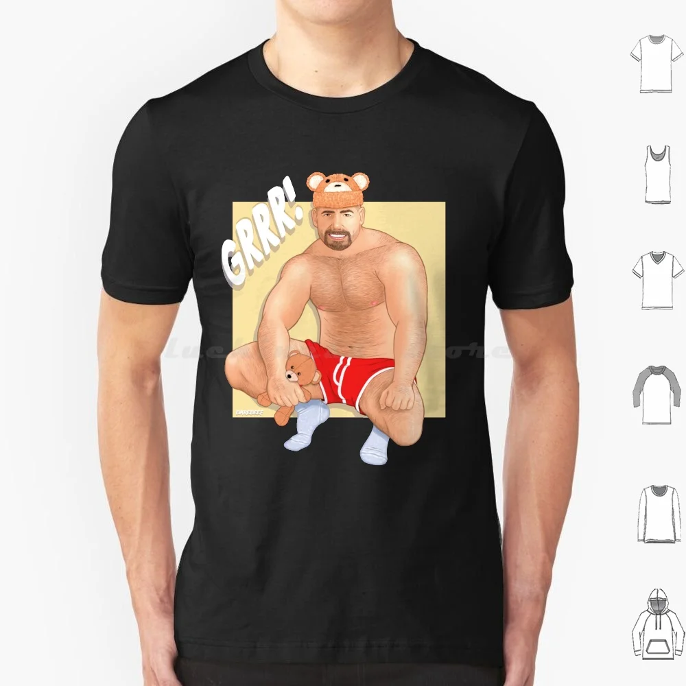 Grrr T Shirt Cotton Men Women DIY Print Barebeef Bears Bear Woof Pride Grrr Men Cute Bearart Bearpride Bearflag Growlr Yaoi