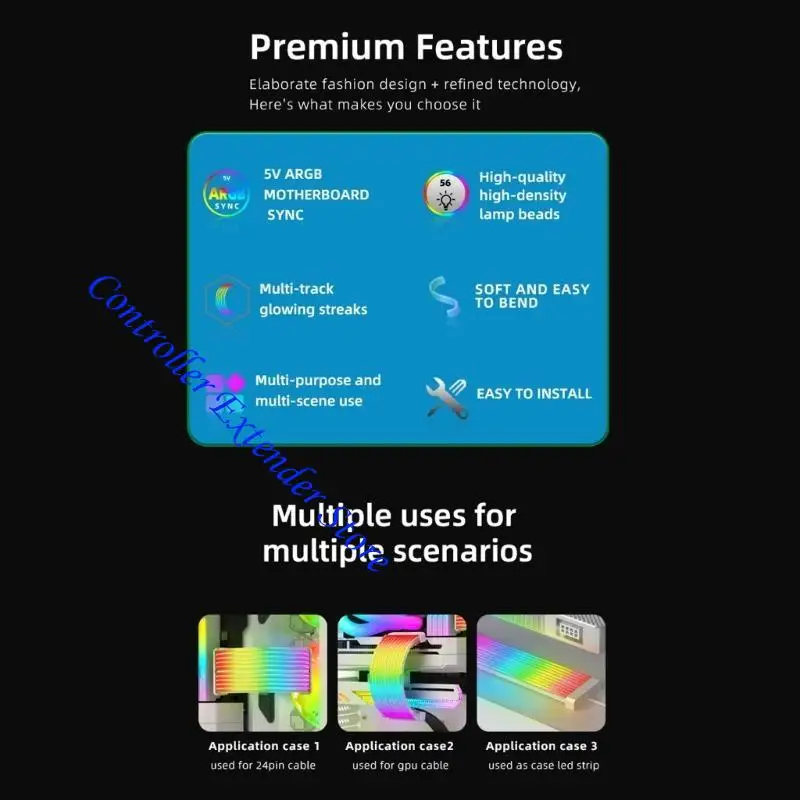 N84B 8pinグラフィックカード電源ケーブル44 LEDストリップ360illuminationArgb同期PC拡張ケーブル税関PCビルド