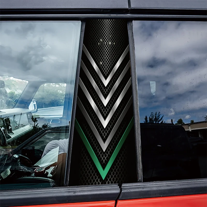 

2 штуки защитной пленки для автомобильных B-стойок с V-образным узором, глянцевый материал.