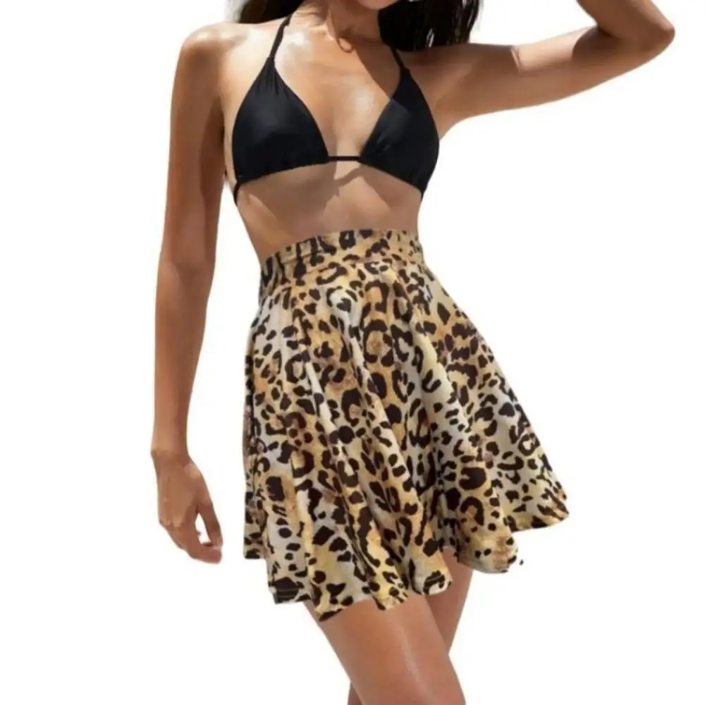 Leopard Print Skirt Female A-line Skirt Summer Casual Street Style Dress New Nkirt High Waist Thin Casual Leopard Print Skirt
