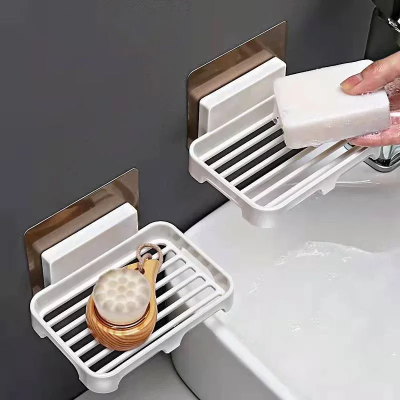 Wall Mounted Soap Dishes Box Bathroom Shower Soap Holder Toiletries Organizer Kitchen Storage Rack Bathroom Supplies For Bath