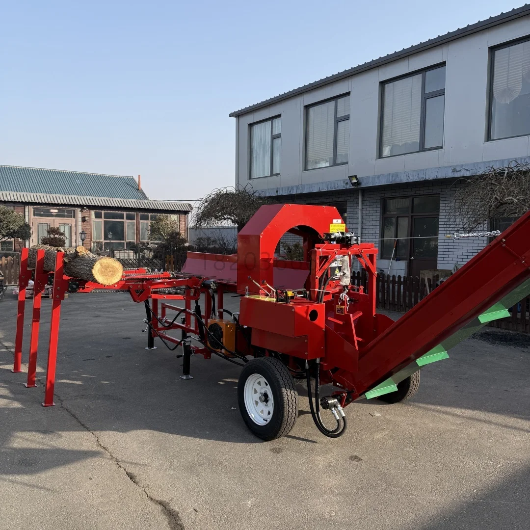 Customized Firewood Processor Chain Feeding Log Splitter With 24-inch Splitting Diameter And 1 Year Warranty