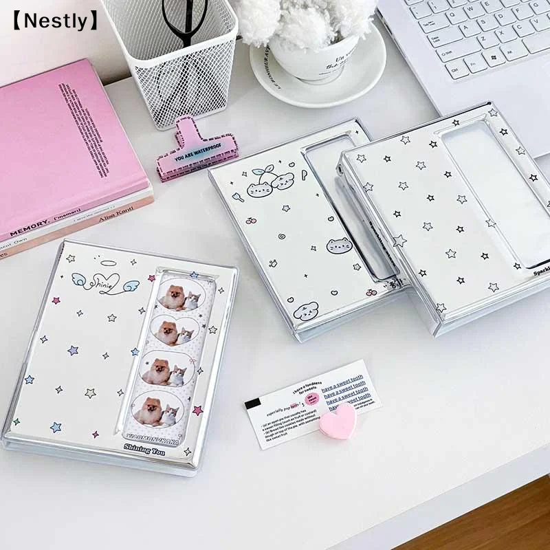 Cartoon 4 Grid Idol Card Photo Booth Album For 40 Pcs 2x6 Inch Photo Strips Bookmark 20 Pcs 4x6 4R Photo Holder〔Nest〕