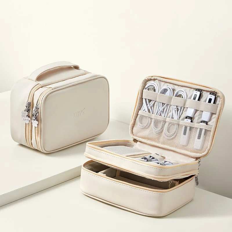 2024 Multi-function Data Cable Storage Bags Sheepskin Laptop Charger Mouse Power Storage Organizer Waterproof Digital Travel Bag