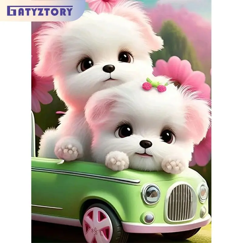 

GATYZTORY Modern Painting By Numbers Coloring By Numbers Cartoon Dog Picture Drawing Home Decors For Adults Kids On Canvas