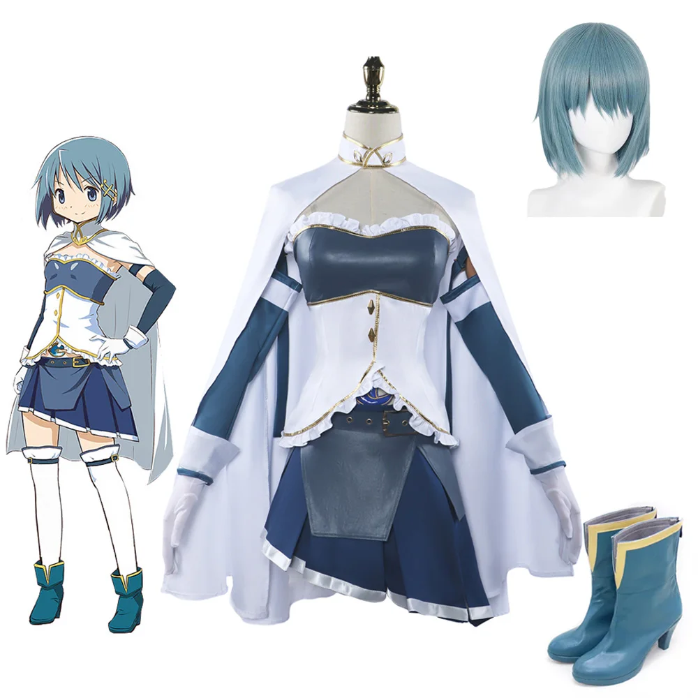 

Miki Sayaka Cosplay Costume Puella Magi Madoka Magica Uniform Wig Shoes Anime Chinese Style Halloween Costumes Set Game