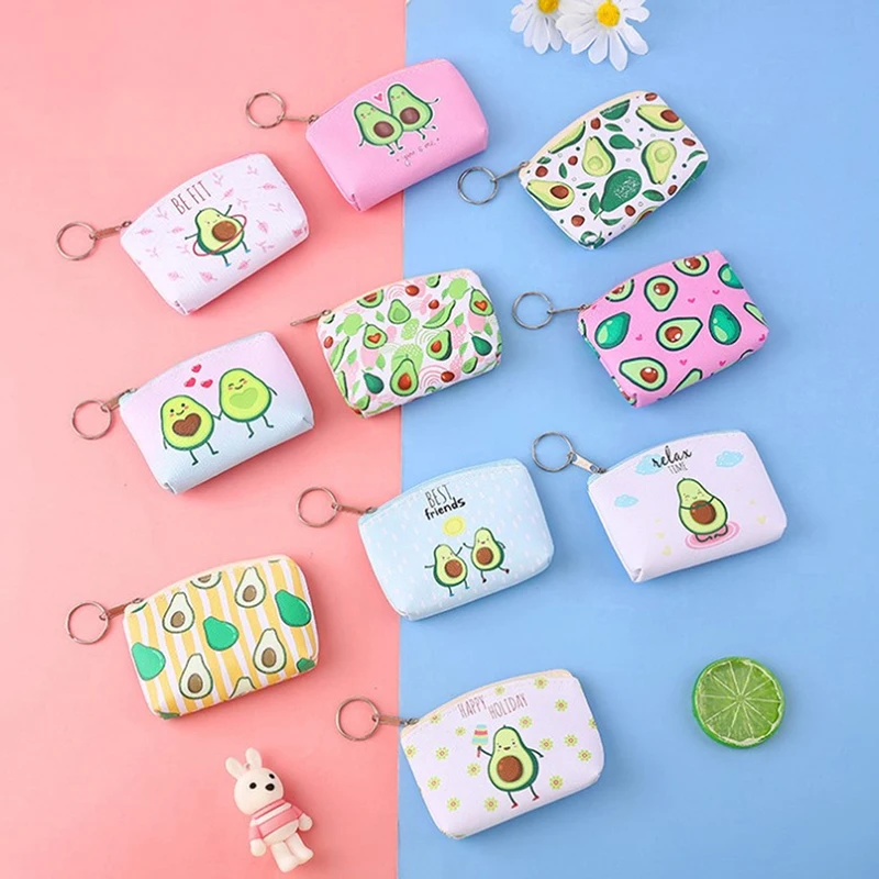 Cartoon Coin Purse Cute Creative Children Avocado Key Bag Coin Bag Japanese Zipper Money Storage Bag Small Wallet