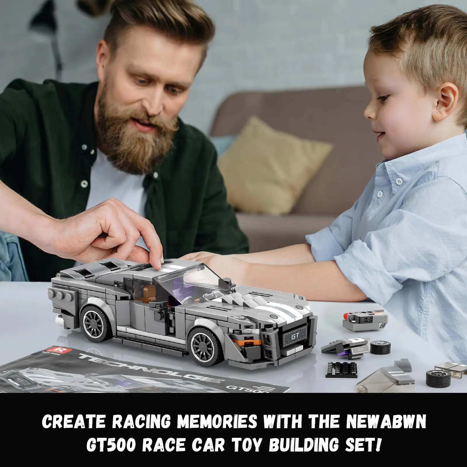 476PCS GT500 Race Car Building Blocks MOC Speed Champion Building Bricks Set Parking Lot Kit Toy for Adults Teens and Kids Gifts