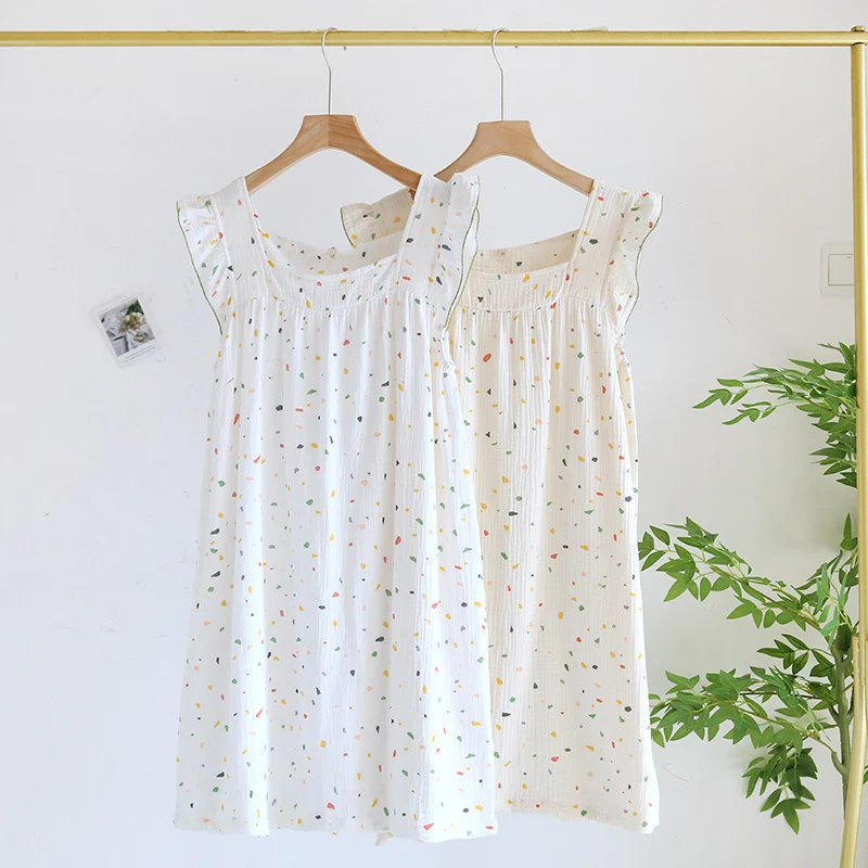 

Print Dot Sling Sleeping Dress For Women Summer Square Neck Sleeveless Female Home Nightgown 2024 Simple Casual Comfort Pajama