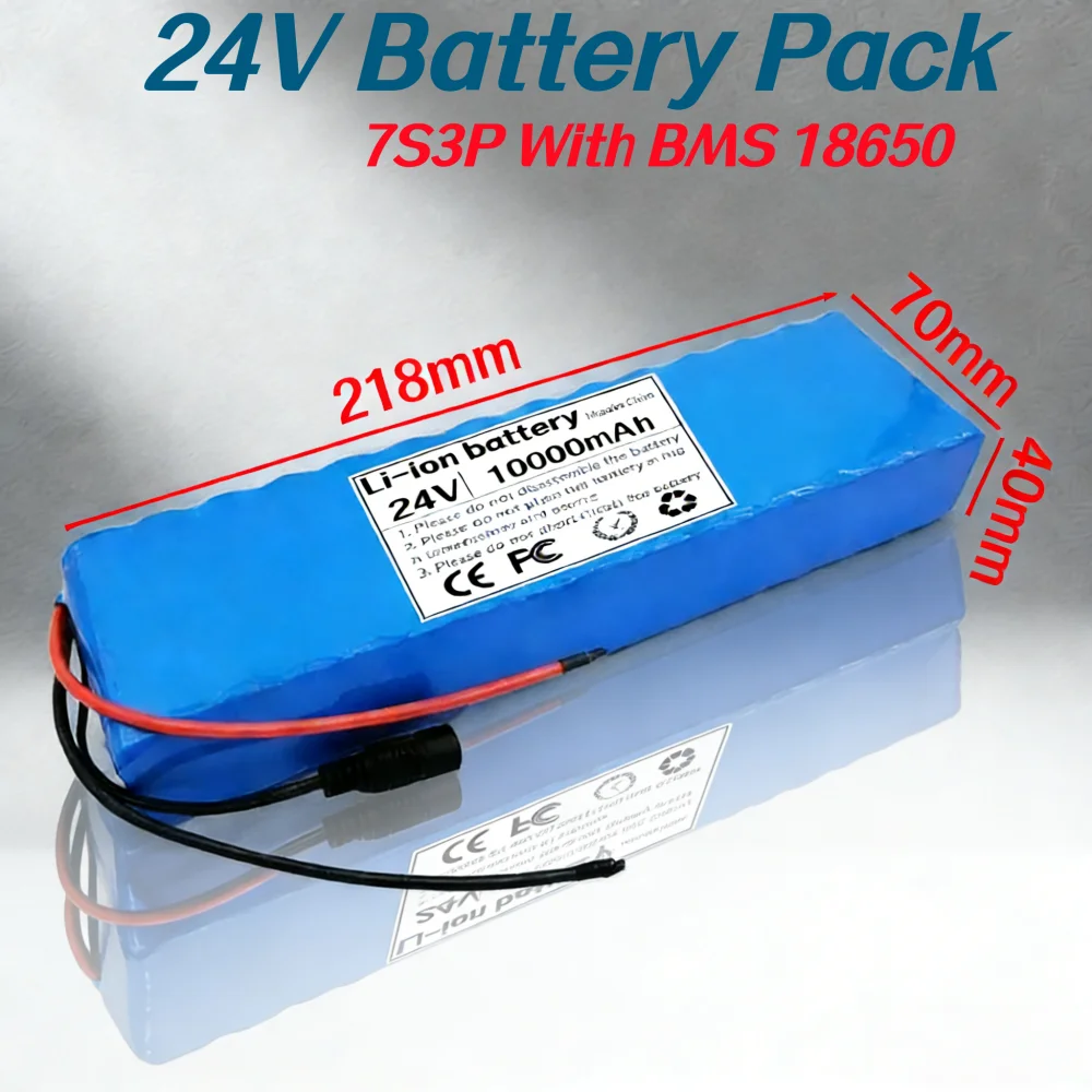 

24V 10000mAh 18650 Li-Ion Battery Pack 7S3P Built-in BMS Rechargeable for electric tools, Scooter,with Customizable Connections.