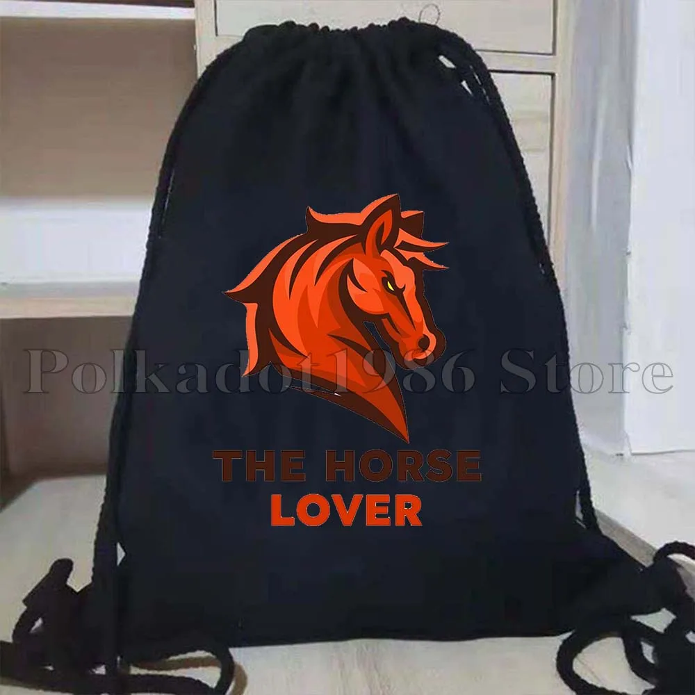 Abstract Horse Animal Painting Beautiful Horses Printed Cute Gifts Canvas Drawstring Bags Sports Soccer Backpack Gym Sackpack