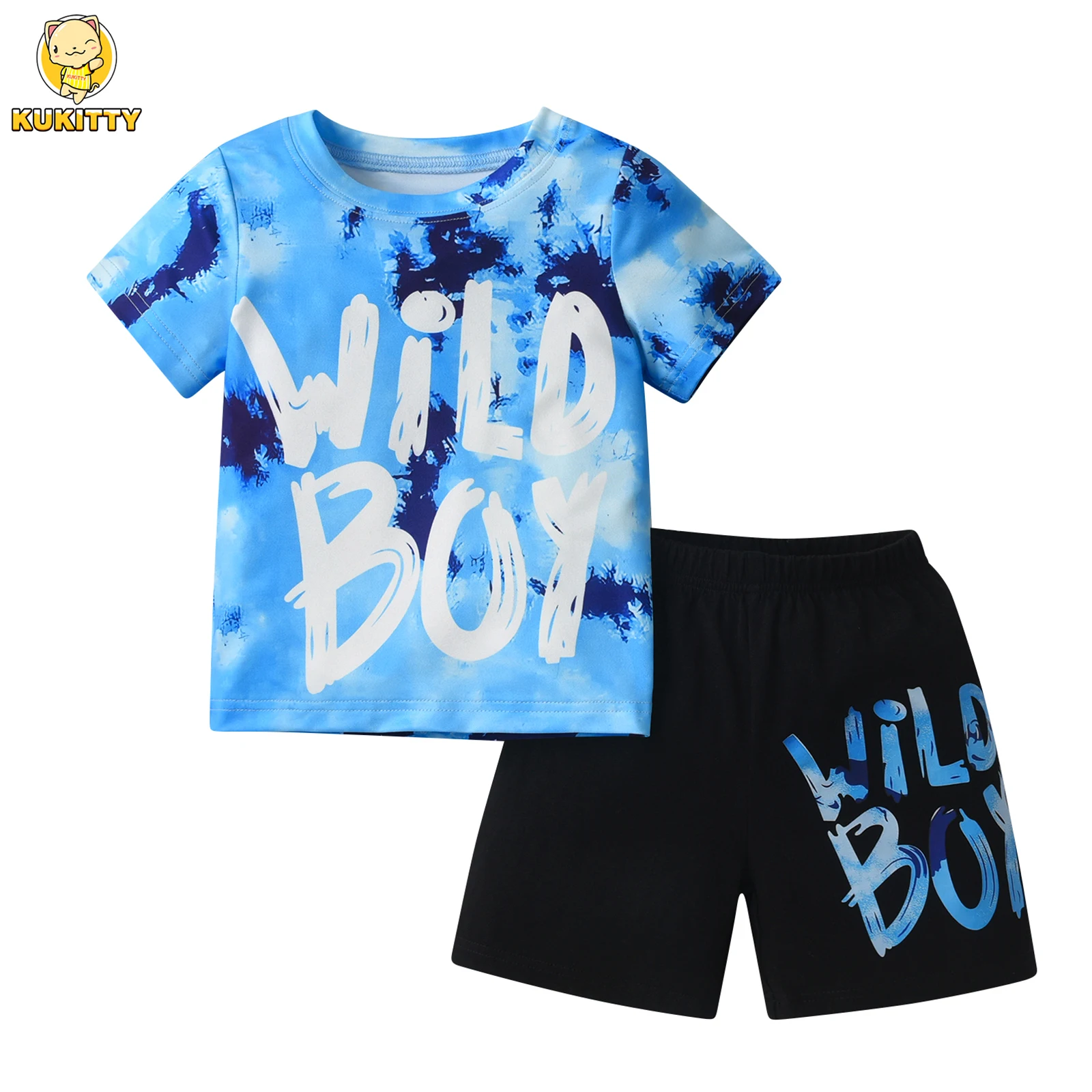 Children Boys Summer 2 Piece Sportswear Kids Boy New Letters Print Tee and Shorts Casual Tracksuit Clothing Sets for 1 2 3 4 5Y