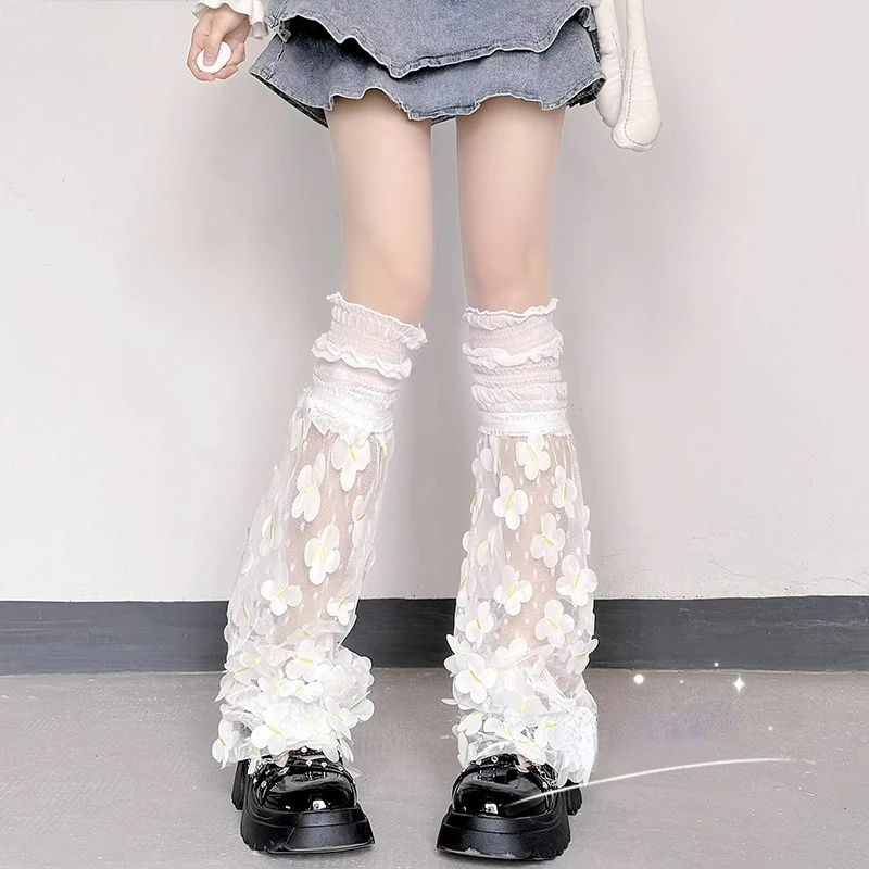 

Flower lace Patchwork Fairy Sock Women Goth Kawai Aesthetic Bandage Leg Warmer Y2k Harajuku Alt Baggy Grunge Knee Sleeve Fashion