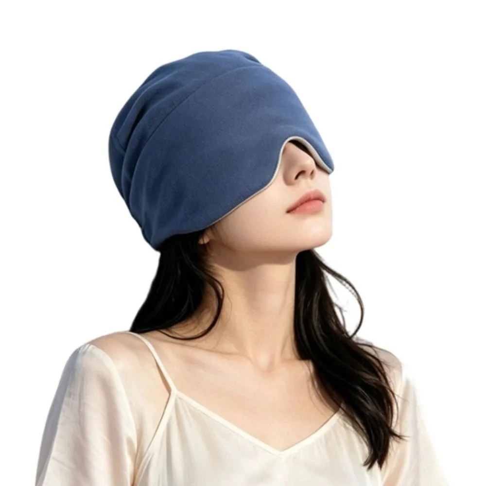 2 in 1 Weighted Sleep Cap Double Sided Micro Gravity Bead Blackout Sleep Cap Light Blocking Windproof Weighted Eye Mask Hat