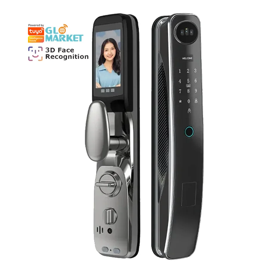 Glomarket New Style Tuya 3D Face Recognition Smart Door Lock With Camera Wifi Fingerprint Whole House Linkage