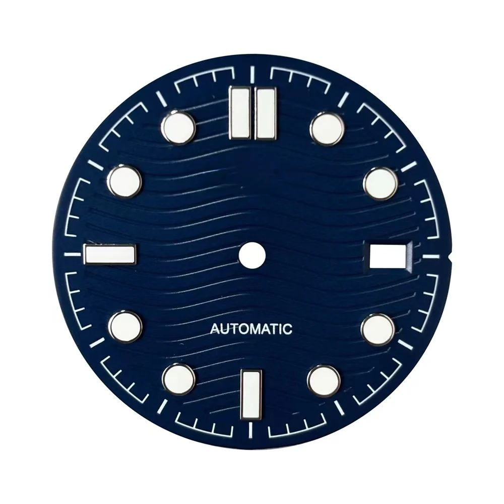 31mm NH35 S Logo Dial Green Blue Black vintage Yellow S Dial for NH35 Movement Date at 6 O'Clock S Dial NH35 Green Glowing