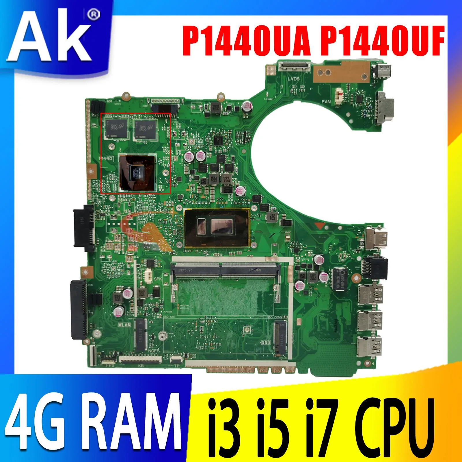 

Shenzhen P1440U Mainboard For ASUS PRO P1440 P1440UA P1440UF P1440UB Laptop Motherboard w/ I3-8130 I5-8250 I7-8550U 4GB-RAM