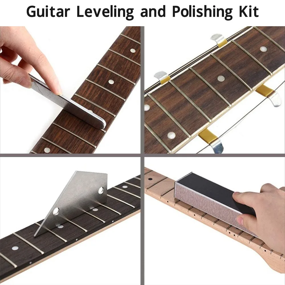 11PCS Durable Sanding Paper+Metal+Plastic Guitar Fret File Assorted Colors Fret Leveling Tool Guitar Luthier Tool Kit Luthier