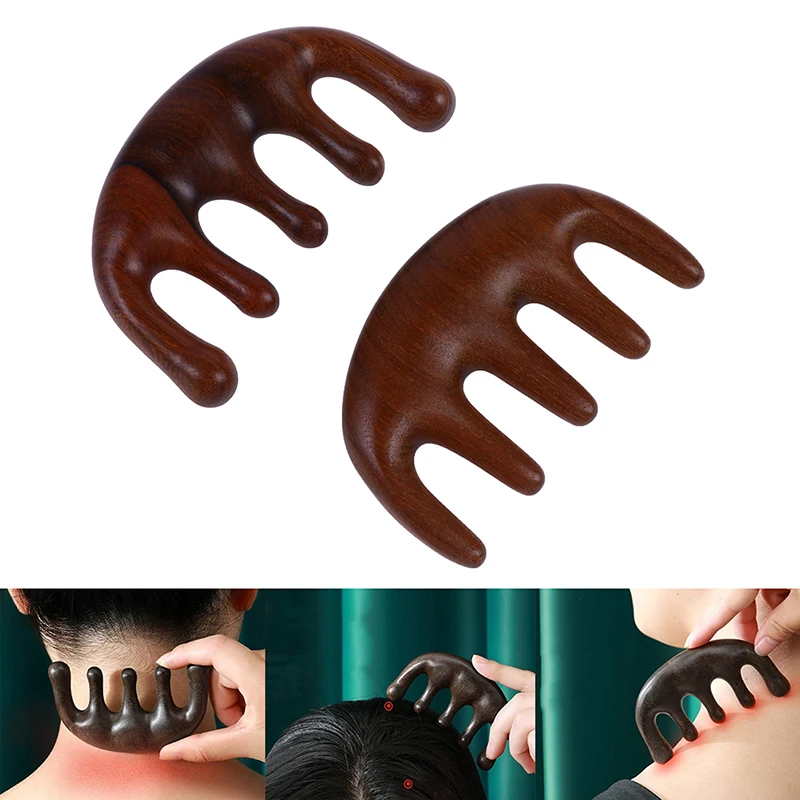 

Meridian Massage Comb Five-Tooth Handleless Wooden Point Acupuncture Head Comb Wide-Tooth Sandalwood Comb Massage Head