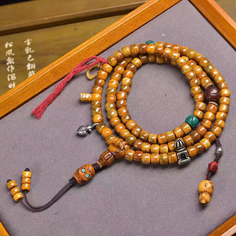 

Backflow Bucket 108 Buddha Beads Necklace Tibetan Style Eye Bodhi Material Yak Bone Accessories