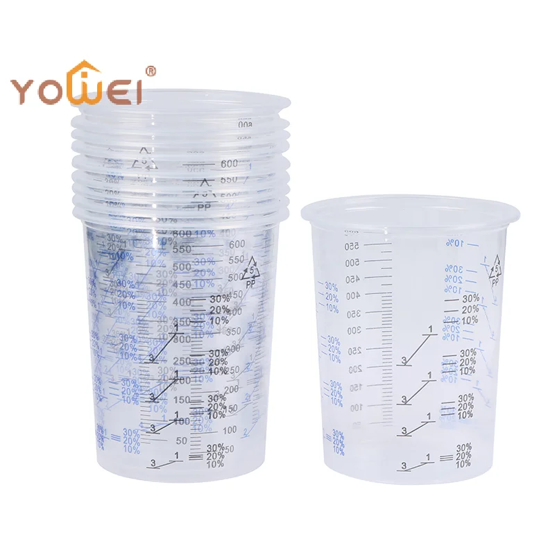 10pcs Plastic Paint Mixing Cup 600ml Mixing Pot Paint Mixing Calibration Cup For Precise Mixing Of Paint And Liquid High Quality