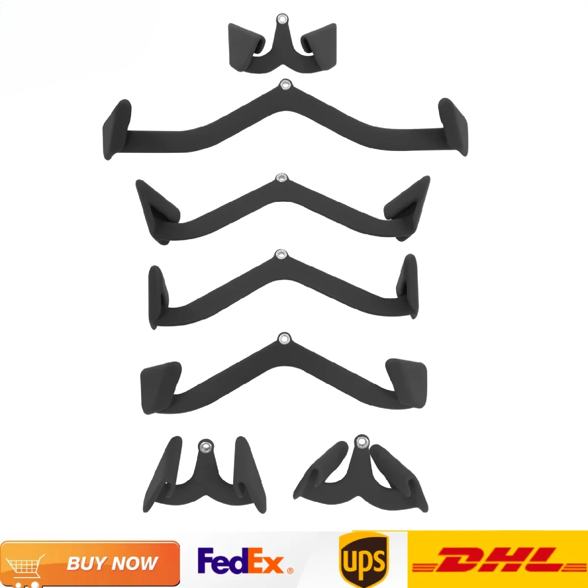 7PCS Home Gym Fitness Remo V-Bar | Barra desplegable para accesorios de máquinas de cables | Empuñaduras Blaster traseras para bíceps y tríceps