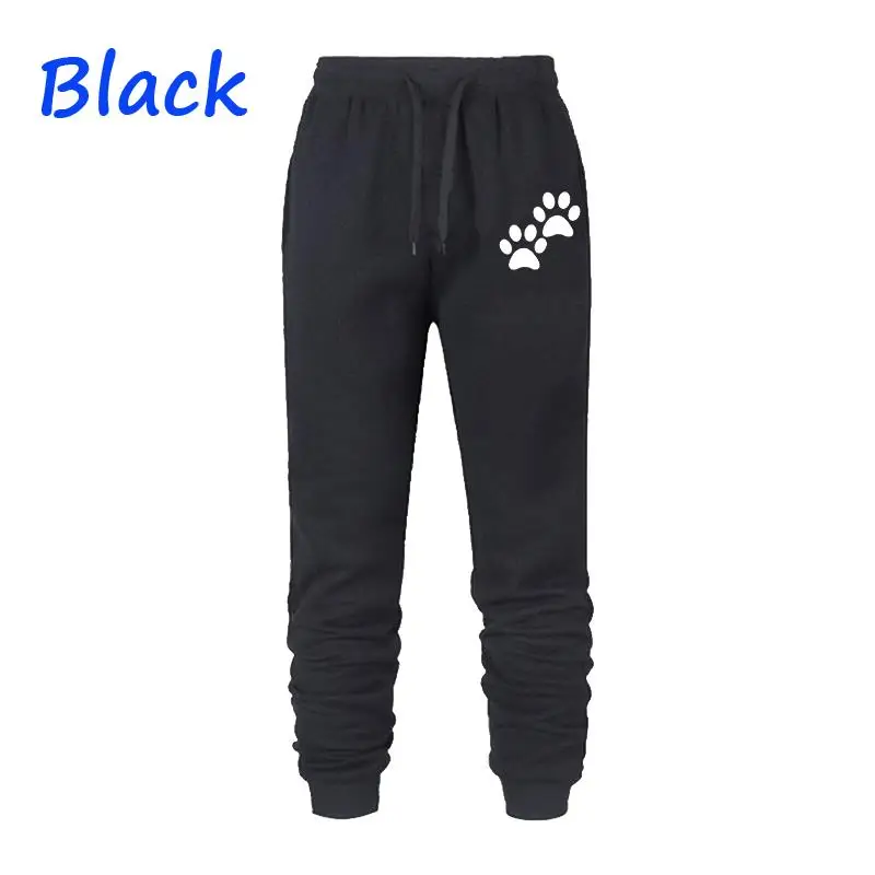 New Arrival Women's Cute Cat Paw Print Fleece Lined Long Joggers, Casual Sports Fitness Cuffed Sweatpants