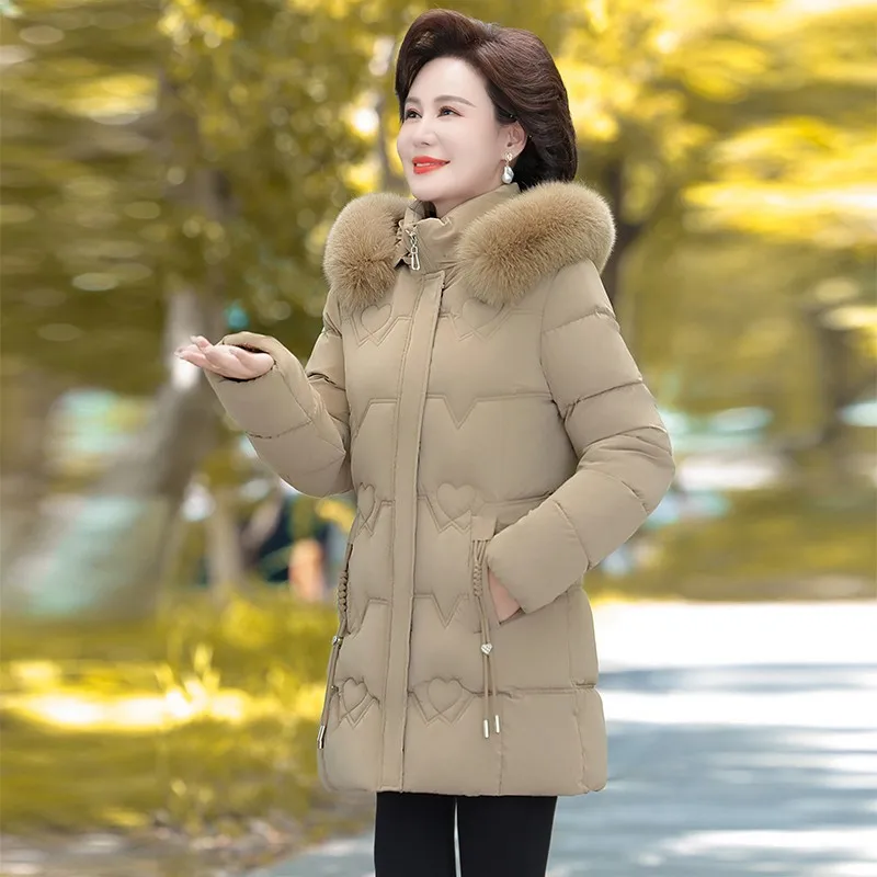 NEW Thickened Cotton Coat Jacket Winter New Middle-aged Elderly Women's Downcotton-padded Attraction Hooded Warm Jacket