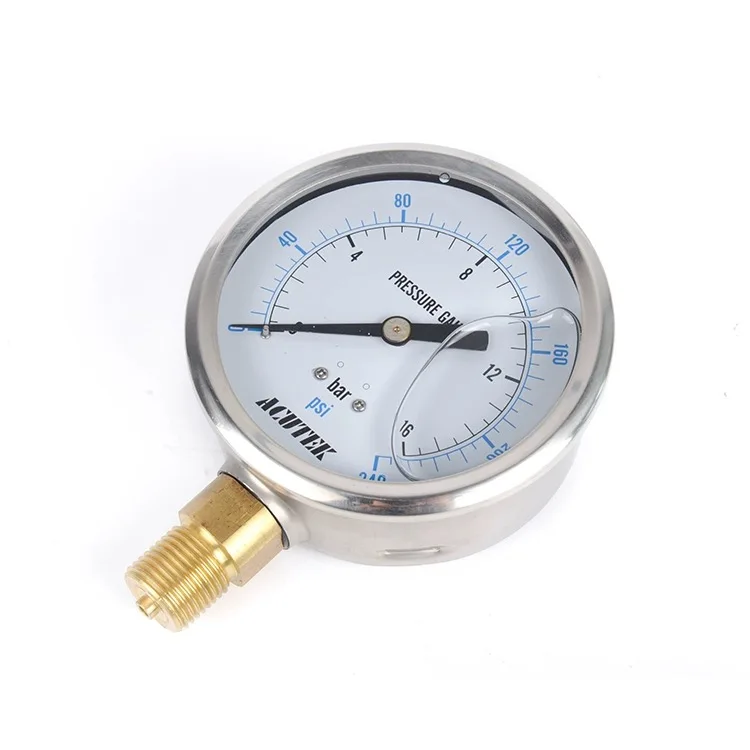 

YN100 16bar G1/2B Seismic Pressure Gauge Glycerine or Silicone Oil Filled Pressure Gauge