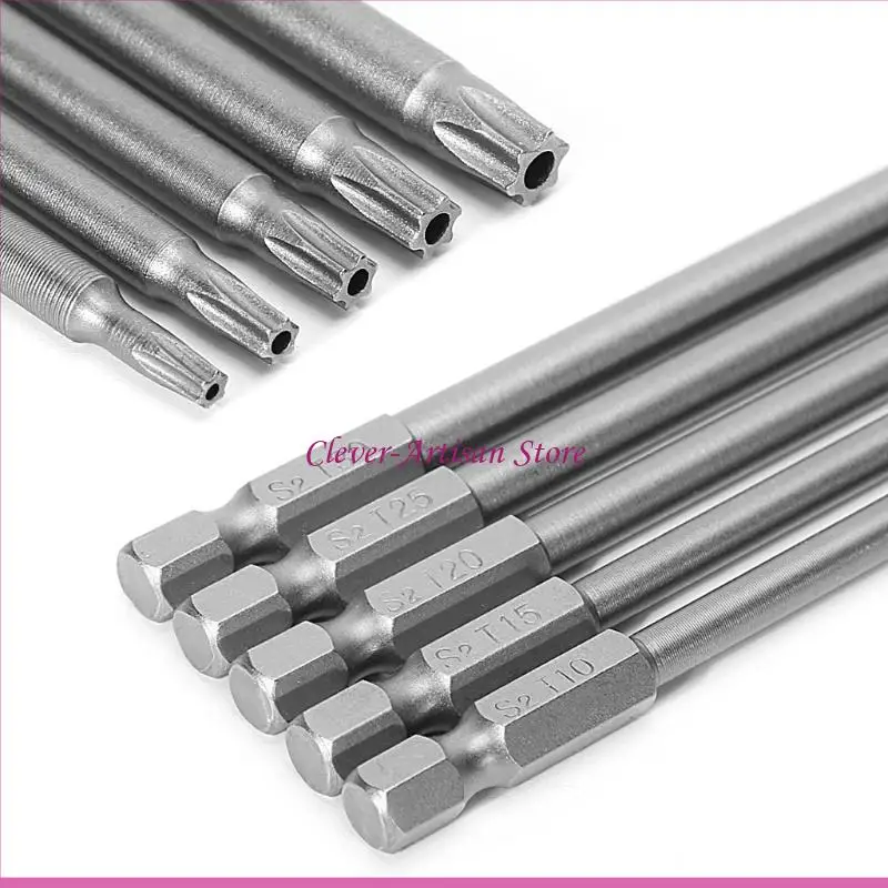 

E06B 5 Pcs/Set 150mm T10-T30 Long Torx Electric Screwdriver Drill Bits