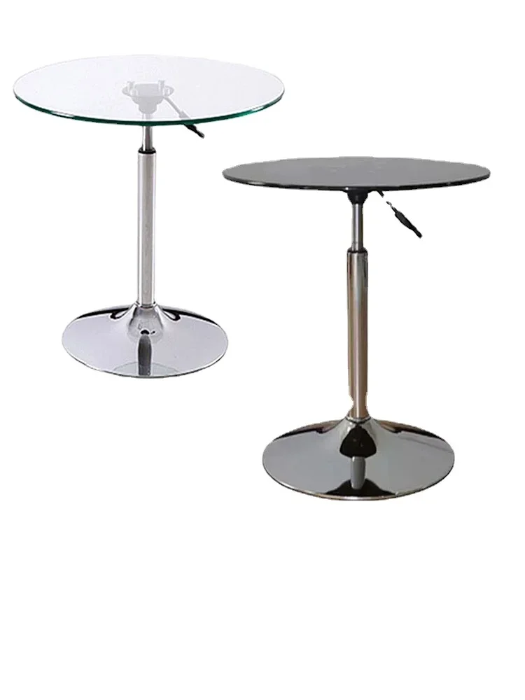 

Round lifting negotiation table, tempered glass small table balcony, leisure coffee table, bar table exhibitio