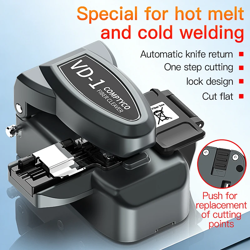 COMPTYCO VD-1 One Step Fiber Cleaver Hot Melt/Cold Joint Fiber Optic Cutter FTTH High Precision Optical Fiber Cutting Tool