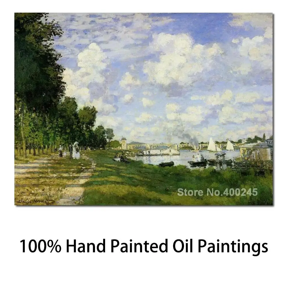 Art Gift The Basin at Argenteuil Claude Monet Painting on Canvas High Quality Hand Painted