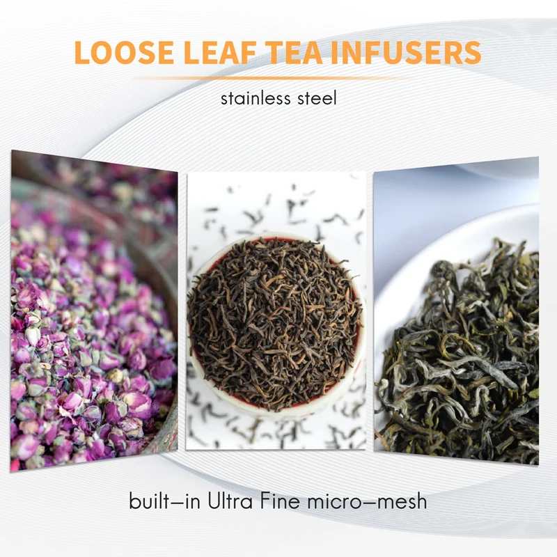 Filtros de té de hojas sueltas, filtros de cesta de té de acero inoxidable, colador de té, Steeper para colgar en teteras, 2 paquetes