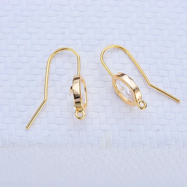 4PCS 12*25MM 14K Gold Color Brass and Zircon Earrings Hooks Jewelry Making Supplies Diy Findings Accessories