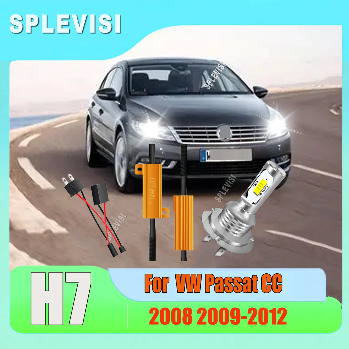 

2Pcs 70W/Pair LED H7 White 6000K Headlight Bubls Automotive Replacement Canbus Fit For VW Passat CC 2008 2009 2010 2011 2012