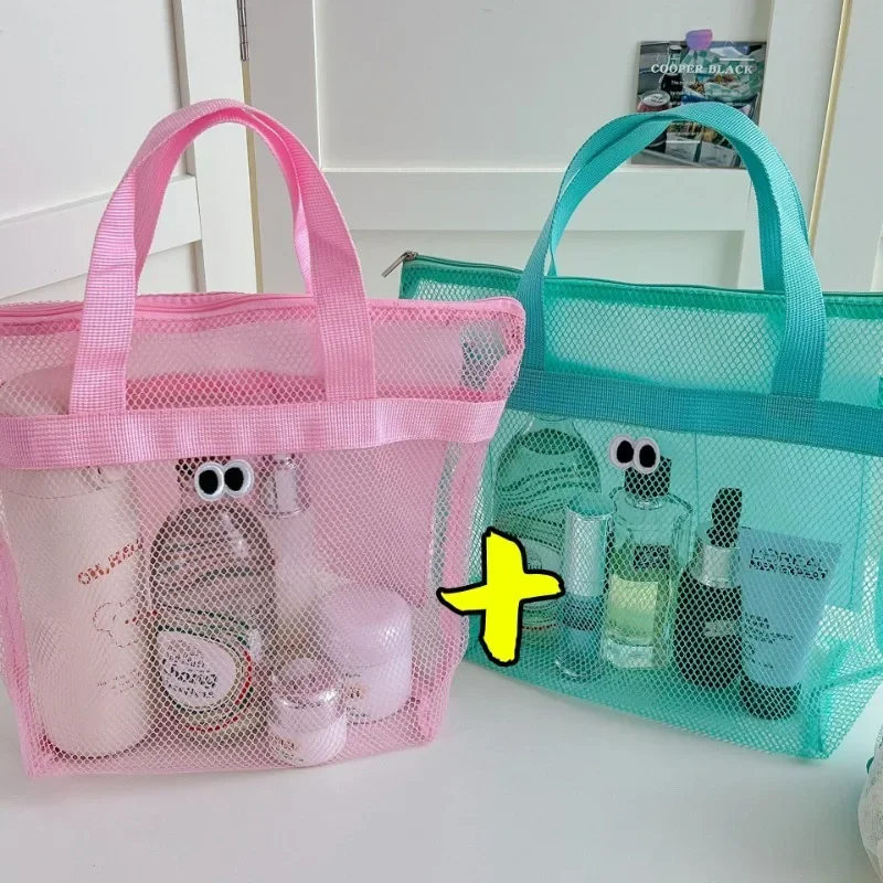 1/2Pcs Beach Bags for Women Men Outdoor Convenient Swimming Large-capacity Summer Convenient INS Transparent Mesh Cosmetic Bag