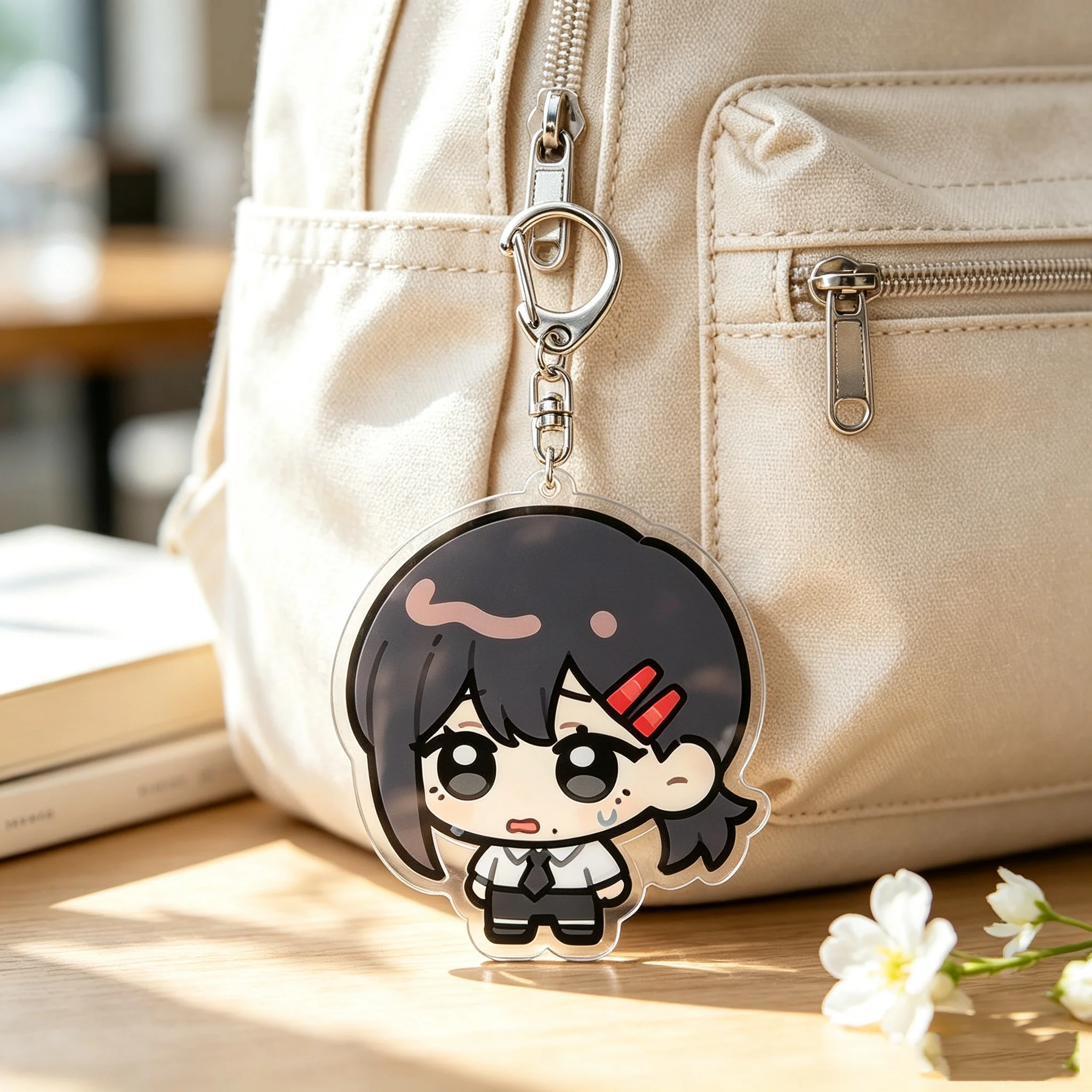 Chainsaw Man Anime Q Cartoon Acrylic Keychain Makima Power Reze Denji Pendant Kawaii Bag Accessory Cosplay Fans Gift