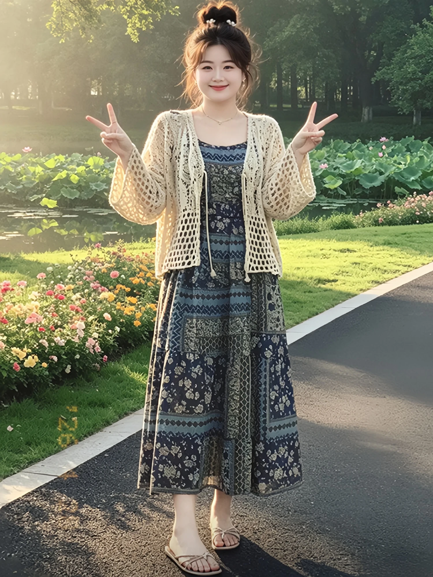 

Elegant Floral Print Halter Dress Women's Summer plus Size Bohemian Ethnic Style Long Skirt Cardigan Two-Piece Set Comfortabl...