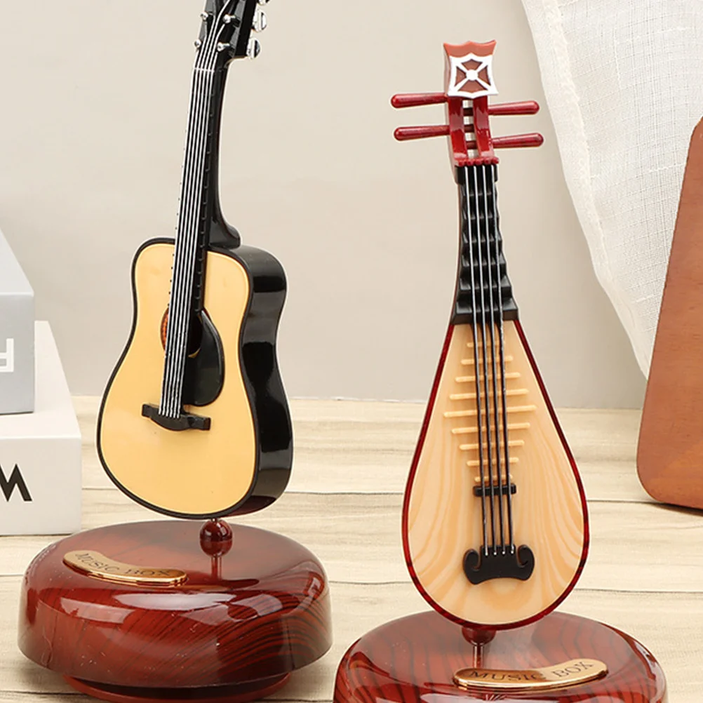 

Christmas Music Box Pipa Ornaments Vintage Guitar Decor Plastic Bride Decoration